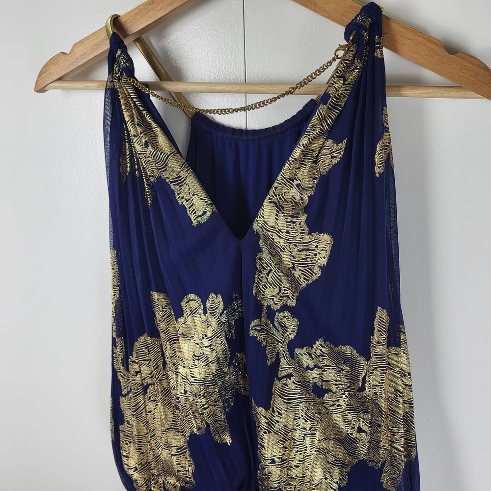 Msk Metallic Pleated Maxi Dress Gem